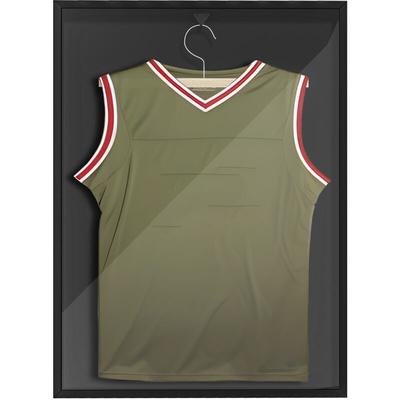 Frame box T-frame cadre aluminium pour maillot porte acrylique doublure interne feutre 60 x 80 cm noir