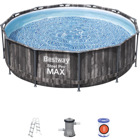 Frame Pool Komplett-Set Bestway Hydrium 366x100 cm Rund mit Kartuschenfilter 2.006 L/H Sicherheitsleiter