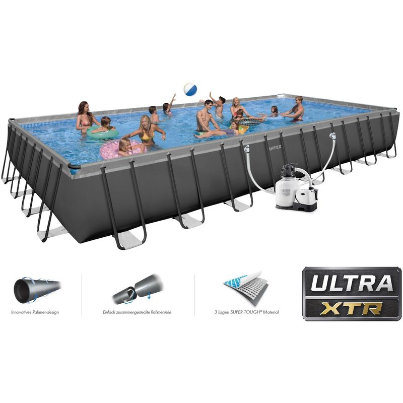 Intex Ultra Quadra XTR 975 x 488 x 132 cm Frame Pool Set Dunkelgrau