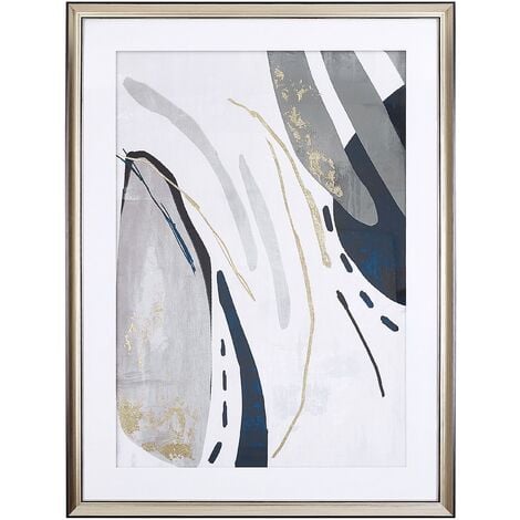 Framed Wall Art Print Frame Passe-Partout 60 x 80 cm Abstract Grey Brass Hidmo