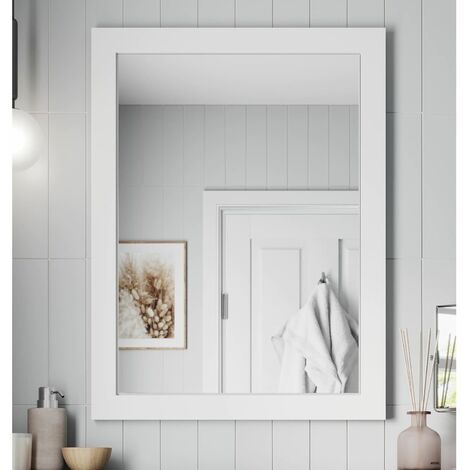 Framed Wooden Bathroom Mirror Wood Frame Wall Mounted Mirrors Grey 800 x 600mm