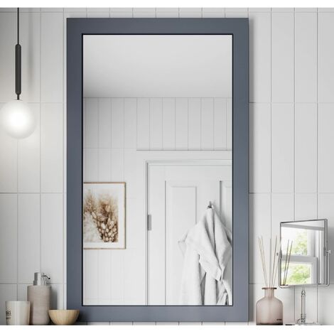 Framed Wooden Bathroom Mirror Wood Frame Wall Mounted Mirrors White 1000 x 600mm