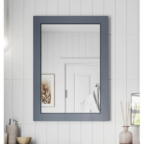 Framed Wooden Bathroom Mirror Wood Frame Wall Mounted Mirrors White 700 x 500mm