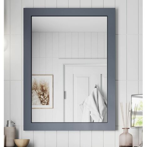 Framed Wooden Bathroom Mirror Wood Frame Wall Mounted Mirrors White 800 x 600mm
