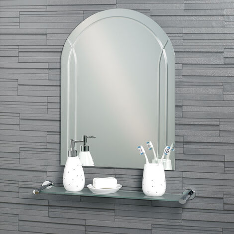 Frameless Diamond Cut Arch Soho Bathroom Mirror 60x45cm - Mirror