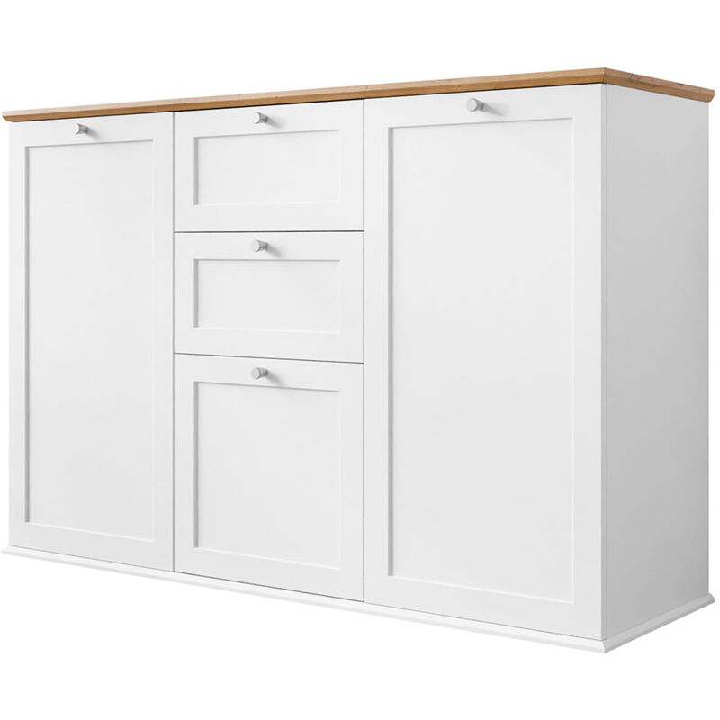 Bestmobilier - Francesco - buffet bas - bois et blanc - 137 cm - bois / blanc