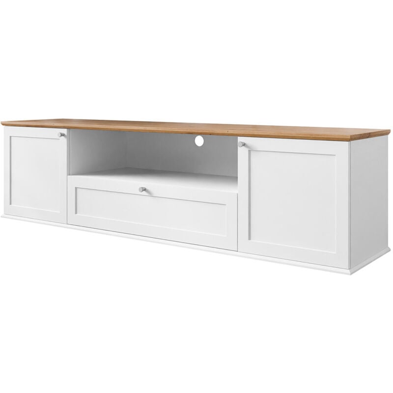 Bestmobilier - Francesco - meuble tv - bois et blanc - 182 cm - bois / blanc