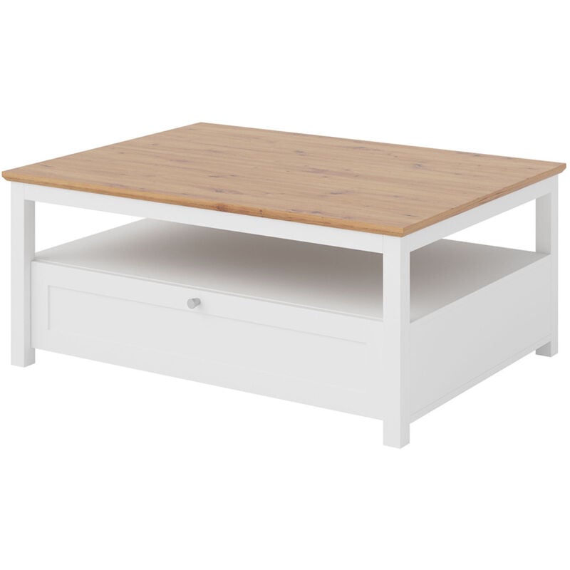 Bestmobilier - Francesco - table basse - bois et blanc - 104 cm - bois / blanc