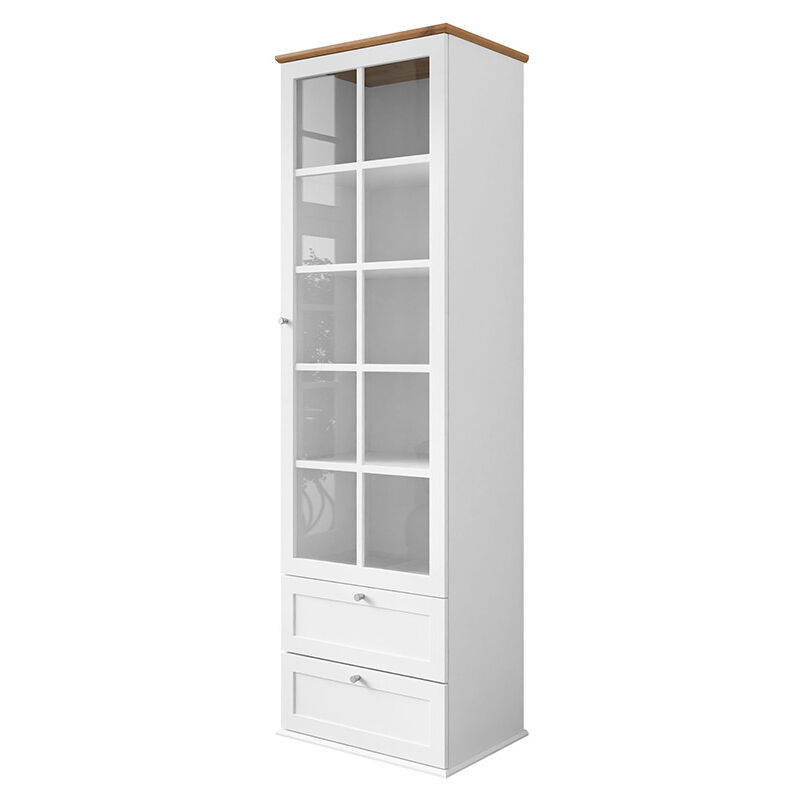 Bestmobilier - Francesco - vitrine - bois et blanc - 201 cm - bois / blanc