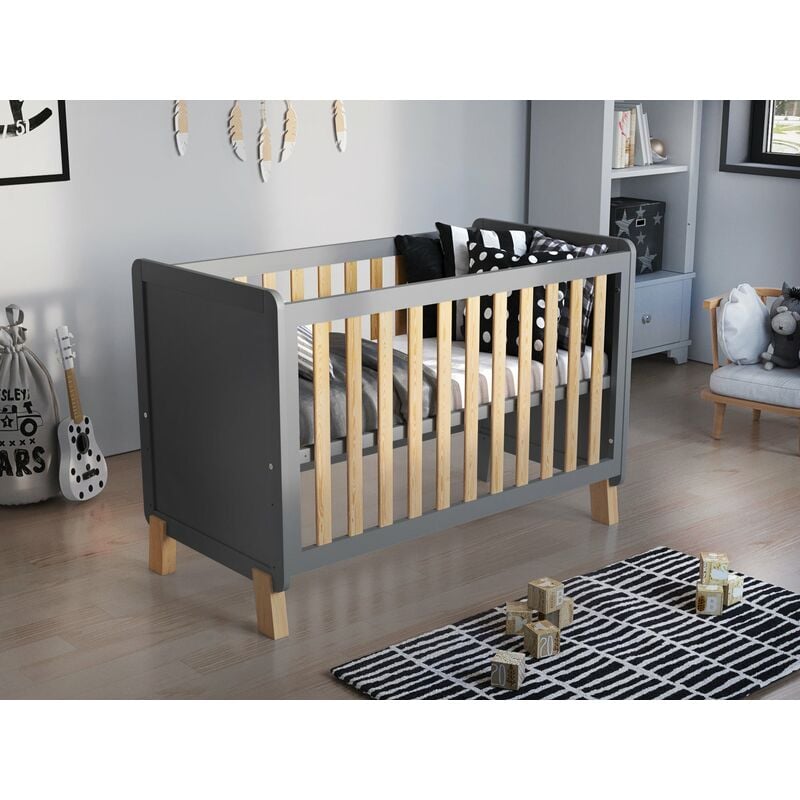 Francis Cot Bed 120x60cm (Grey/Pine) - Grey/Pine