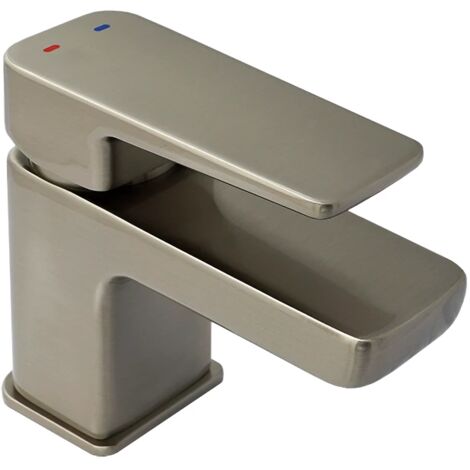 Francis Pegler Caja Mini Mono Basin Mixer Tap in Brushed Nickel with Click Waste
