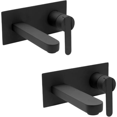 HYDROS Francis Pegler Strata Black Tap Set Wall Mounted Basin Mono & Bath Filler