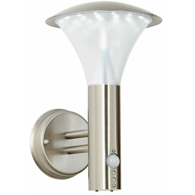 Francis wall lamp with detector, stainless steel and plastic