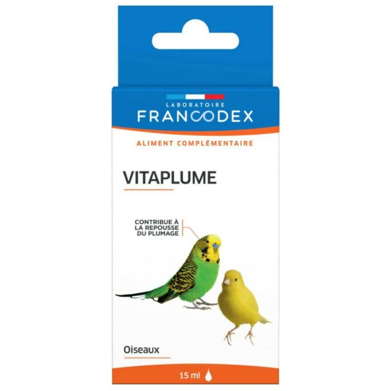 Vitaplume aliment complémentaire pour oiseaux, flacon 15 ml.