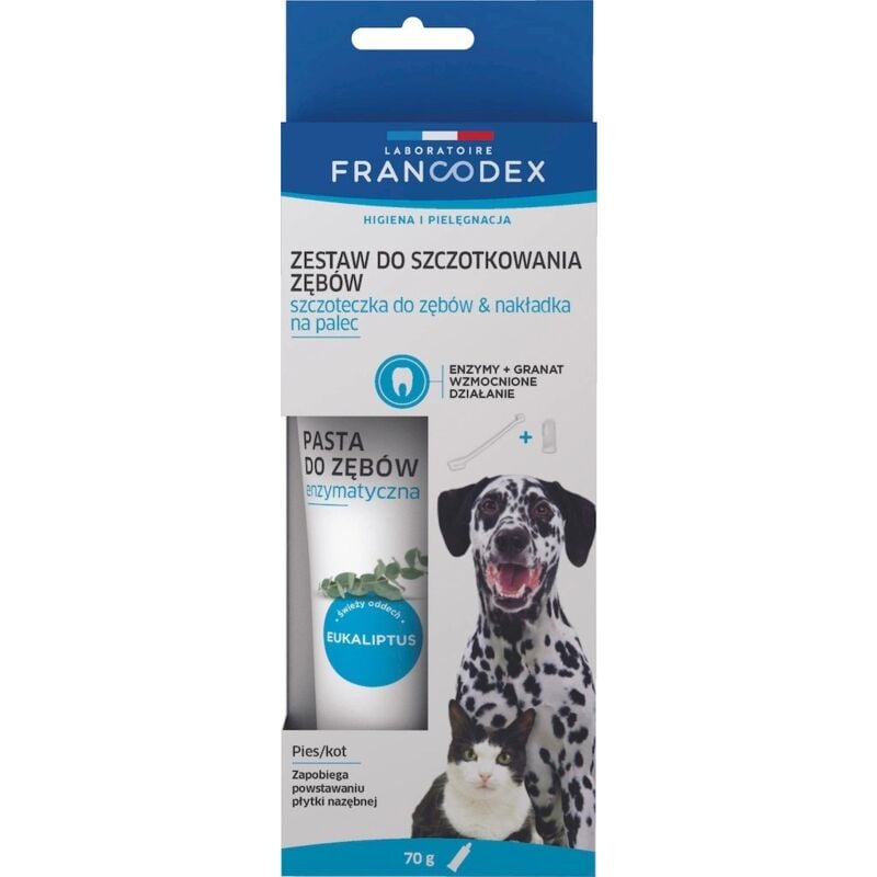 FRANCODEX Brosse à dents et dentifrice pour chien et chat - 70g