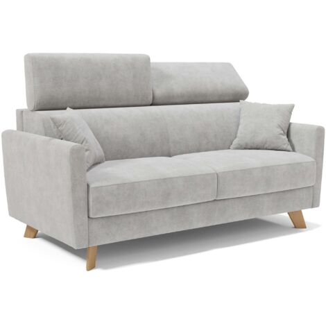 Francy Divano letto matrimoniale con poggiatesta regolabili in tessuto impermeabile e smacchiabile T17 200 cm (mat. 160x197) grigio