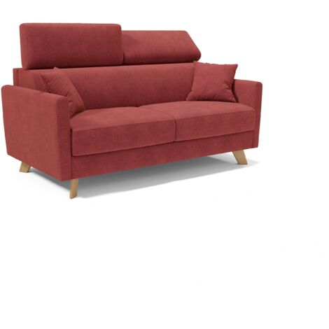 Francy Schlafsofa mit verstellbaren Kopfstützen aus abwaschbarem Stoff T17 180 cm (mat. 140x197) Rot