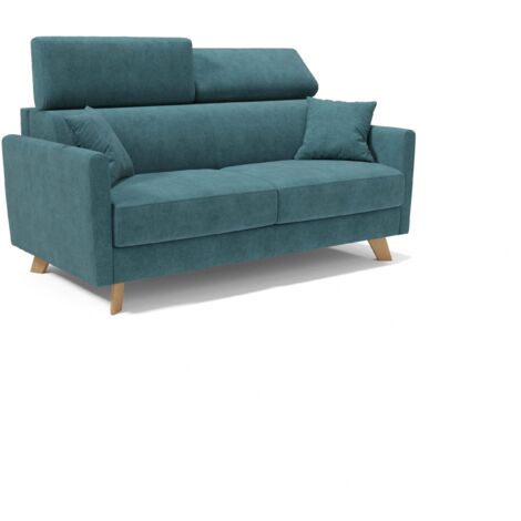 Francy Sofá cama con reposacabezas ajustables 180 cm (mat. 140x197) Verde/ Gris