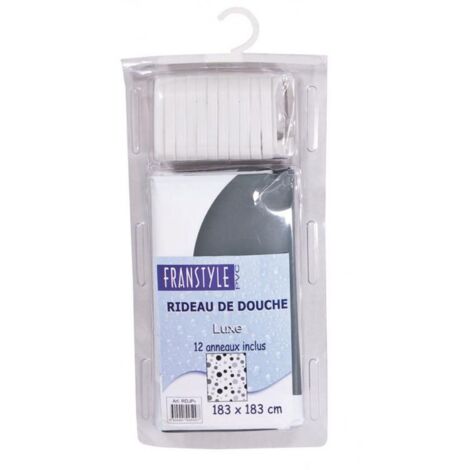FRANDIS Rideau de douche en PVC pois gris et noir