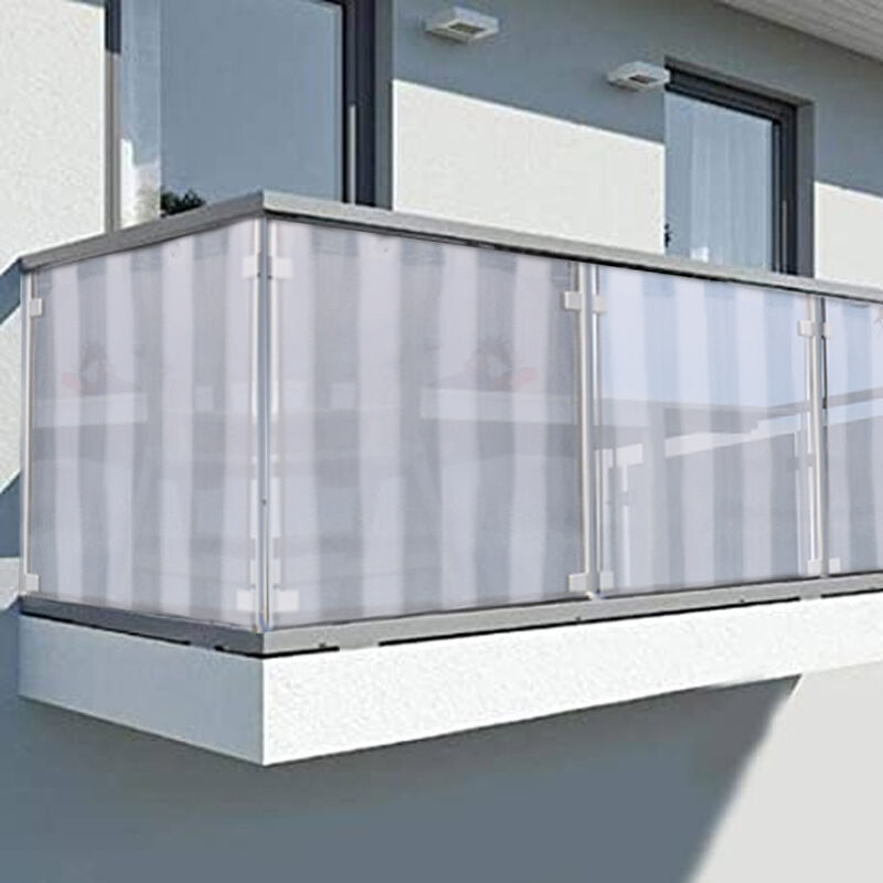 Bakaji - Frangivista Copertura Tenda Balcone 0,75x6 m a Righe Bianche e Grigie Coprente