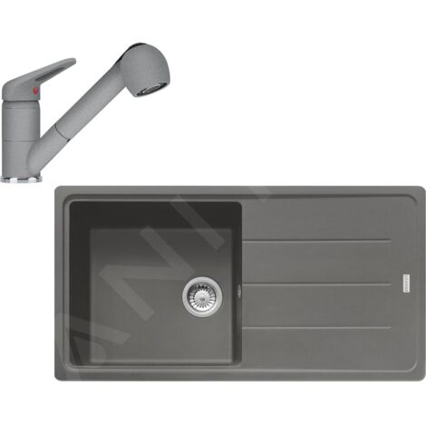 Franke Colonnes - Ensemble de cuisine G138, évier en fragranit BFG 611 et mitigeur FC 9547.424, pierre gris 114.0510.597