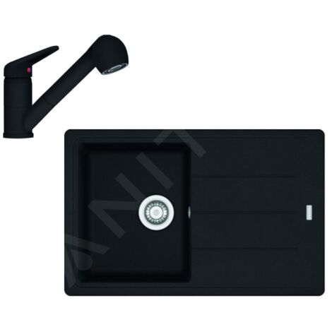 Franke Colonnes - Ensemble de cuisine G57, évier en fragranit BFG 611-78 et mitigeur FC 9547.901, noir mat 114.0675.667