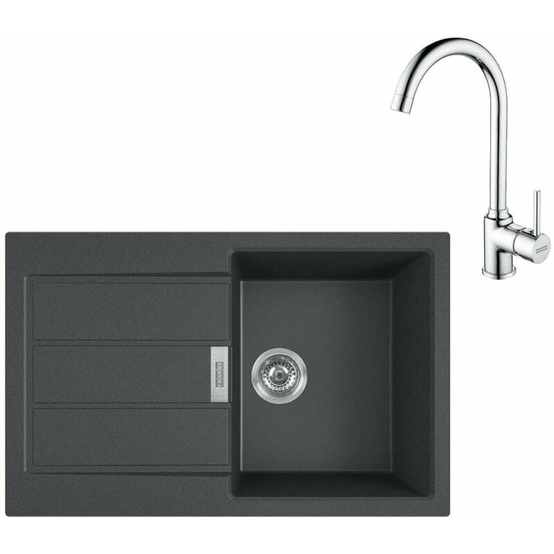 Colonnes - Ensemble de cuisine T104, évier en tectonite S2D 611-78 et mitigeur fp 9000.031, noir / chrome 143.0675.726 - Franke