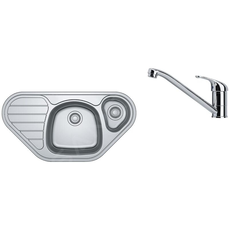 Colonnes - Ensemble N80, évier d'angle inox skx 651 e et robinetterie fb 250.031, inox/chrome 101.0618.835 - Franke