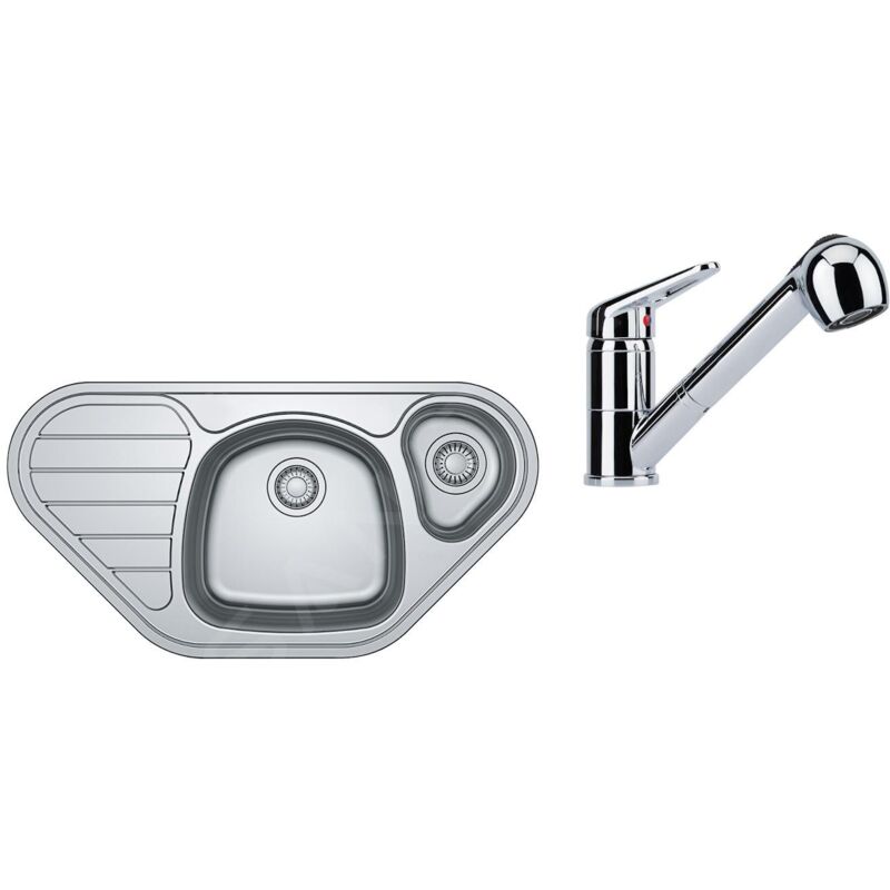 Colonnes - Ensemble N81, évier d'angle inox skx 651E et robinetterie fc 9547.031, inox/chrome 101.0618.836 - Franke