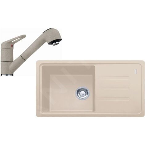 Franke Colonnes - Kit de cuisine G122, évier en fragranit BSG 611-78/39, sahara + robinet FC 9547.082, chrome/sahara