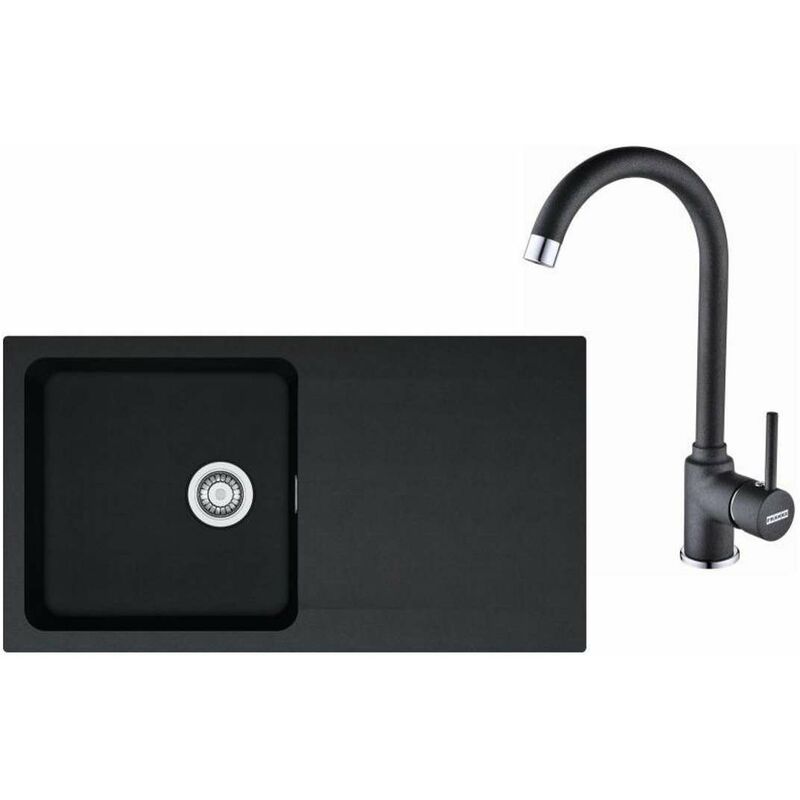 Colonnes - Kit de cuisine T41. évier en tectonite oid 611, noir + robinet fp 9900.099, noir 114.0441.337 - Franke