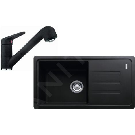 Franke Colonnes - Set de cuisine G122, évier en fragranit BSG 611-78/39, onyx + robinet FC 9547.071, chrome/onyx 114.0441.181