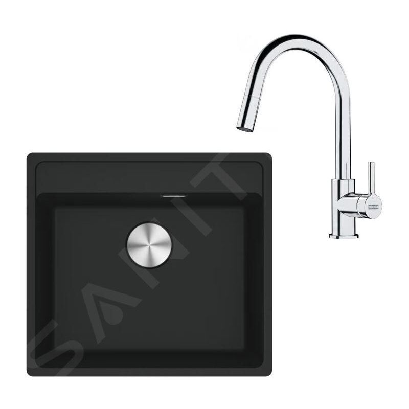 Franke - Colonnes - Set de cuisine G254MČ, évier en fragranit mrg 610-52 rtl + robinet fs 3229.031, noir mat / chrome 114.0700.702