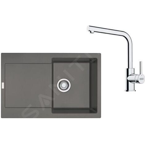 Franke Colonnes - Set de cuisine G259ŠK, évier en fragranit MRG 611 + robinet FS 3230.031, gris pierre / chrome 114.0700.722