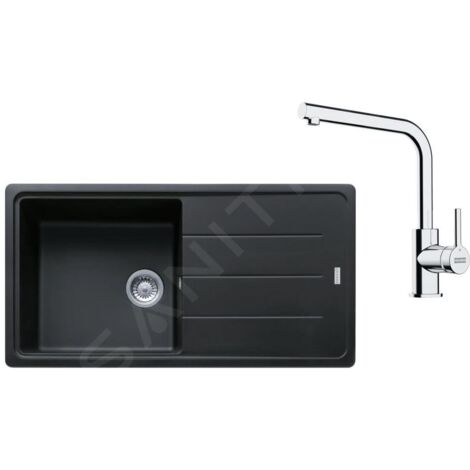 Franke Colonnes - Set de cuisine G264O, évier en fragranit BFG 611, onyx + robinet FS 3230.031, onyx / chrome 114.0700.741