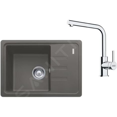 Franke Colonnes - Set de cuisine G266ŠK, évier en fragranit BSG 611-62 + robinet FS 3230.031, gris pierre / chrome 114.0700.751