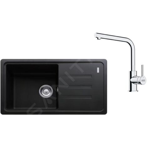 Franke Colonnes - Set de cuisine G268O, évier en fragranit BSG 611-78/39, onyx + robinet FS 3230.031, onyx/chrome 114.0700.759