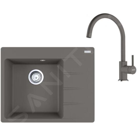 Franke Colonnes - Set de cuisine G270ŠK, évier en fragranit CNG 611-62 TL/2 + robinet FC 6018.084, gris pierre 114.0700.772