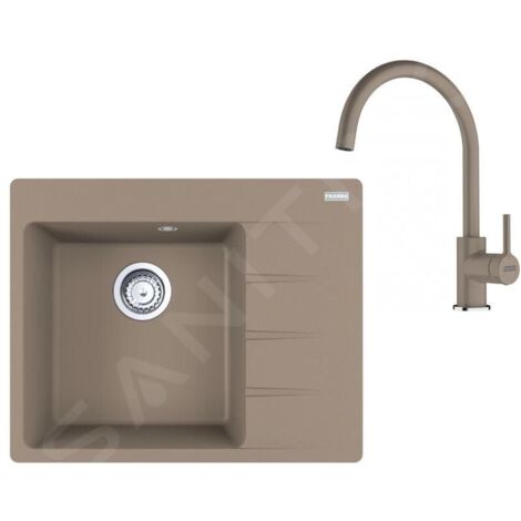 Franke Colonnes - Set de cuisine G270KA, évier en fragranit CNG 611-62 TL/2 + robinet FC 6018.424, cachemire 114.0700.669