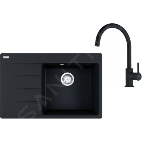 Franke Colonnes - Set de cuisine G271O, évier en fragranit CNG 611-78 TL/7 + robinet FC 6018.071, onyx 114.0700.775