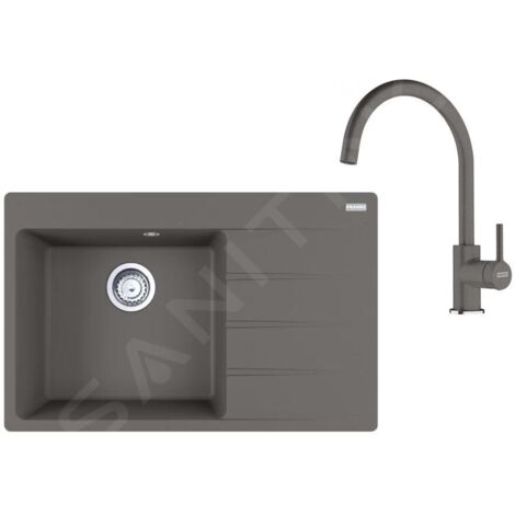 Franke Colonnes - Set de cuisine G272ŠK, évier en fragranit CNG 611-78 TL/2  + robinet FC 6018.084, gris pierre 114.0700.780