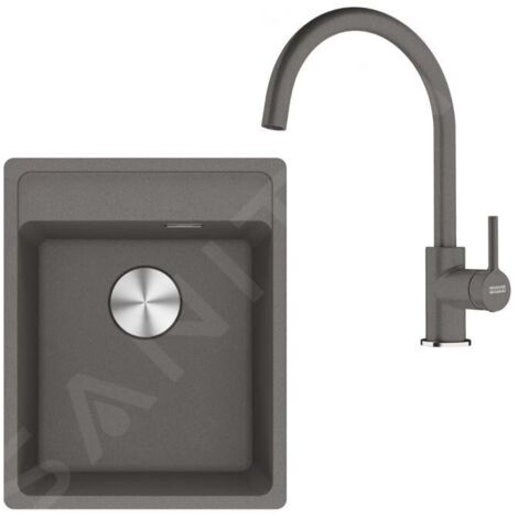 Franke Colonnes - Set de cuisine G273ŠK, évier en fragranit MRG 610-37 RTL+ robinet FC 6018.084, gris pierre 114.0700.785
