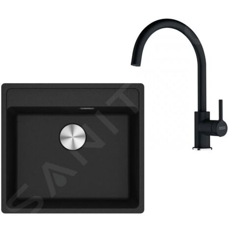 Franke Colonnes - Set de cuisine G274O, évier en fragranit MRG 610-52 RTL + robinet FC 6018.071, onyx 114.0700.788