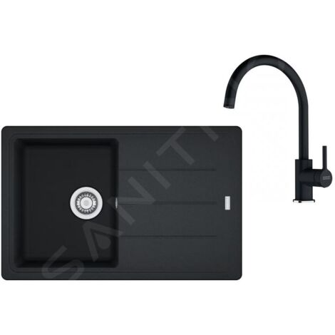 Franke Colonnes - Set de cuisine G279O, évier en fragranit BFG 611-78, onyx + robinet FC 6018.071, onyx 114.0700.807