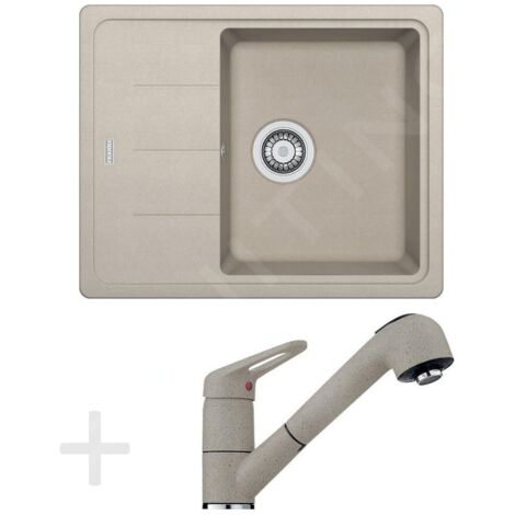 Franke Colonnes - Set de cuisine G55, évier en granit BFG 611-62, sahara + robinet FC 9547, sahara 114.0323.819
