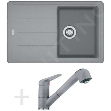 Franke Colonnes - Set de cuisine G57, évier en granit BFG 611-78, pierre gris + robinet FC 9547, pierre gris 114.0323.918