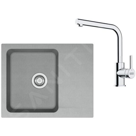Franke Colonnes - Set de cuisine T110Š, évier en tectonite OID 611-62 + robinet FN 3230.031, gris / chrome 143.0687.318