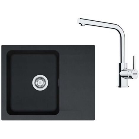 Franke Colonnes - Set de cuisine T110Č, évier en tectonite OID 611-62 + robinet FN 3230.031, noir / chrome 143.0687.308