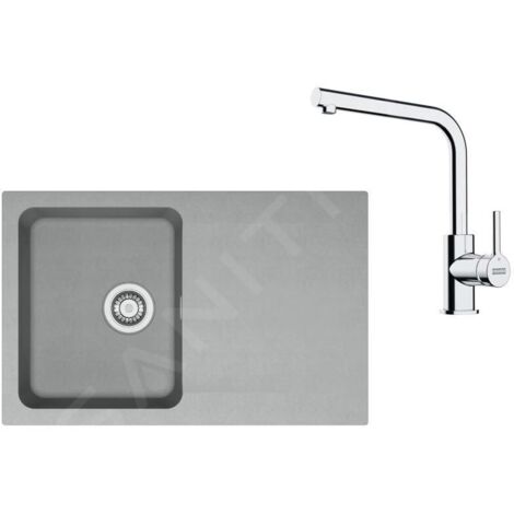 Franke Colonnes - Set de cuisine T111Š, évier en tectonite OID 611-78 + robinet FN 3230.031, gris / chrome 143.0687.320