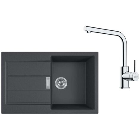 Franke Colonnes - Set de cuisine T115Č, évier en tectonite S2D 611-78 et robinet FN 3230.031, noir / chrome 143.0687.348
